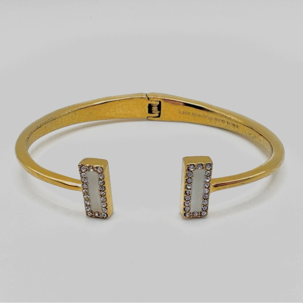 Kate Spade Raising the Bar Gold Tone Hinged Open Cuff Bracelet